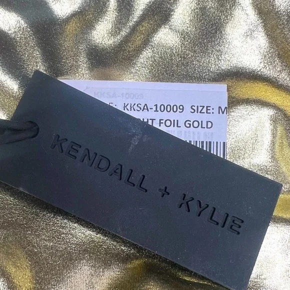 KENDALL & KYLIE Turtle Neck One-Piece Women's Light Foil Gold Swimsuit - Picture 7 of 8